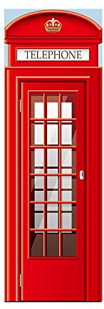Adesivi per frigorifero per coprire porte piene 3D rosso cabina telefonica Londra autoadesivo adesivo professionale in vinile 60 x 180 cm