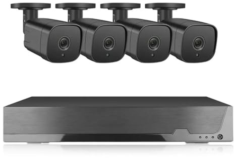 Sistema di sorveglianza CCTV Tuya Smart Poe 8CH 8MP Poe NVR Kit telecamere di Sicurezza IP Ultra HD 4K for Esterni Kit di rilevamento del Volto(None,8CH NVR 4 Cameras_UK Plug)