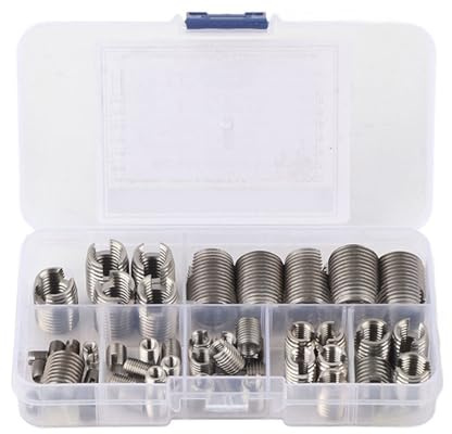 Gewindeeinsatz Set 50 Stück Edelstahl M3 M16 Innengewinde selbstschneidend zur Gewindereparatur Selbstschneidende Gewindeeinsätze with Aufbewahrungsbox for Metall Kunststoff