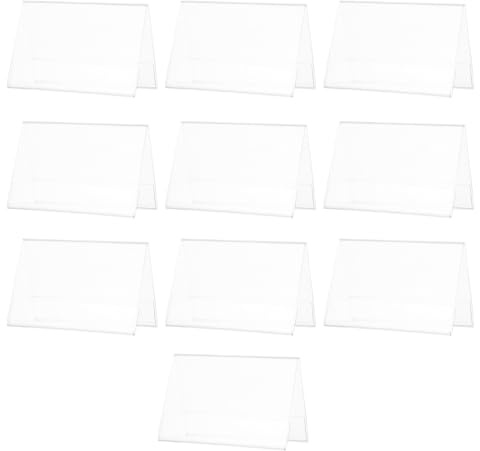 DOITOOL 10 pezzi Targhetta da Tavolo in Acrilico Trasparente Supporto per Esposizione Nomi Conferenze Resistente e Stabile per Riunioni Banchetti Hotel Scuole