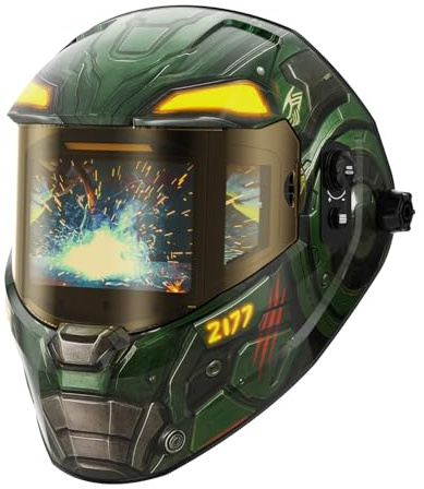 ANDELI Digital Filter & 3-Zone Auto Darkening​ Welding Mask, 7.2x3.2 Extra Wide Fully Auto-Shade Panoramic View, LCD Display/Type-C Charging/Memory/Gradient,1/1/1/1 True Color for Weld Cut Grind