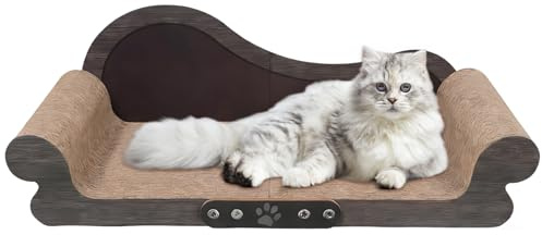 Vauki Sofa förmiges Katzenkratzbrett - Kratzpappe für Katzen aus Langlebiger Wellpappe, 67.8cm Breite, Katzen Kratzbrett, Katzen Kratzmatte, Katzenkratzer Couch, Kratzmatte im Sofa-Design, Kaffeefarbe