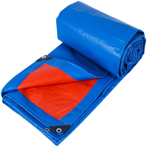 Lona Impermeable Exterior 1.2 x 3.8 m Lona Suelo Piscina 160 G M², Resistente a Los Rayos UV Resistente Al Polvo Multiusos Duradera para Jardín, Piscina y Remolque, Azul