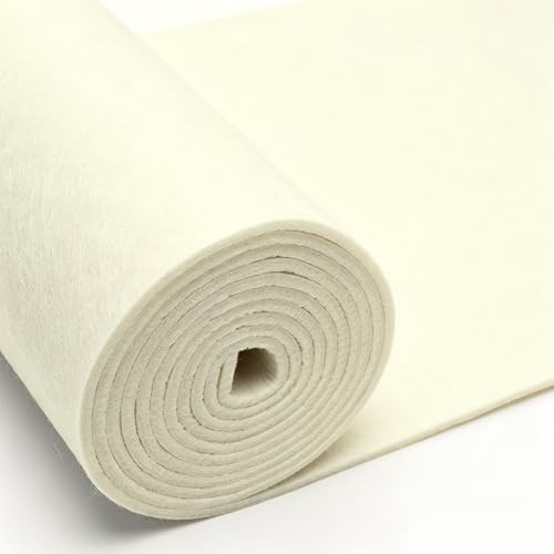 LUPATDY Filzrolle Filzstoff 40cm x 250cm Meterware, 4mm Stark, Filzmatte,Filz für DIY Aufbewahrungstasche Patchwork Nähen Filz zum Basteln Handwerken Dekoration Beige