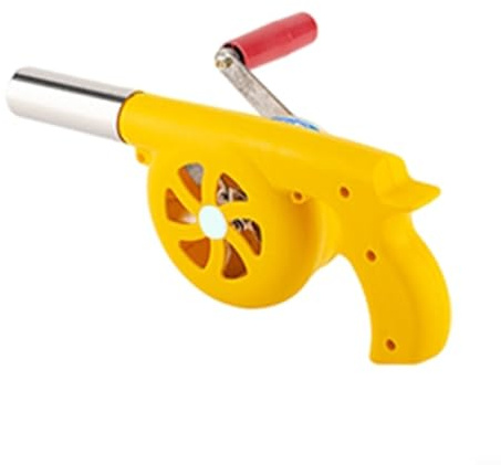 FABULETTA Ventilatore portatile per barbecue a mano, soffietto manuale per fuoco con manovella in metallo lama per barbecue a carbone da campeggio