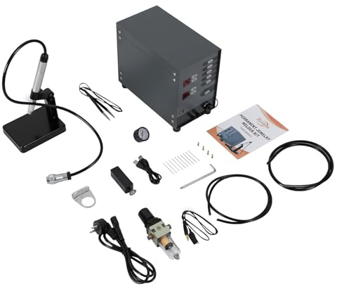 Máquina de soldadura por puntos Puls-WIG con dos pantallas LCD ajustables, pintura por inyección de aluminio, juego completo para reparación de joyas, tecnología dental, artesanía de metal DIY