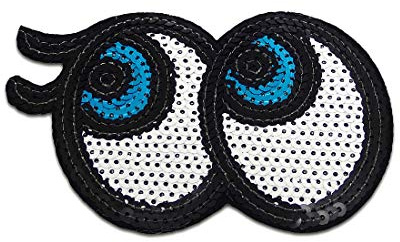 Catch the Patch Augen Mit Pailletten Aufnäher zum Aufbügeln 12,2 x 8 cm Bügelbild für Mädchen Erwachsene, Bügelpatch Patches Bügelflicken Geschenk