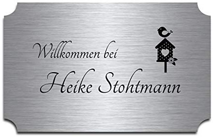 Edelstahl Türschild Schild mit Gravur | Namensschild Briefkastenschild 9x5,5 cm und Motivauswahl