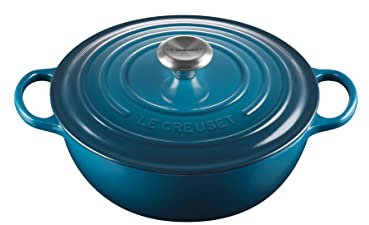 Le Creuset Signature La Marmite aus Gusseisen, Ø 26 cm, Für alle Herdarten und Induktion geeignet, Volumen: 4,1 l, 4,255 kg, Deep Teal, 21114266420430