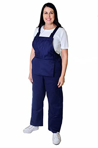 GRS Woman Ladies Bib and Brace Dungarees Coveralls Overalls, Woman Fancy Dress Overalls, Navy Blue, XXL 18
