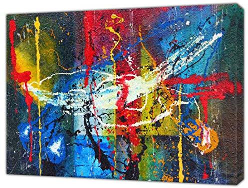 Jackson Pollock Style Abstract Oil Paint Picture Paint Picture Reproduction Print On Framed Canvas Wall Art Home Decoration 16’’ x 12’’ inch(40x 30 cm) -38mm Depth