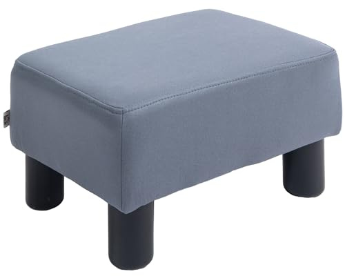 HOMCOM Microfiber Cloth Footstool Small Foot Rest Rectangle Sofa Stool Grey | Bedroom, Living Room