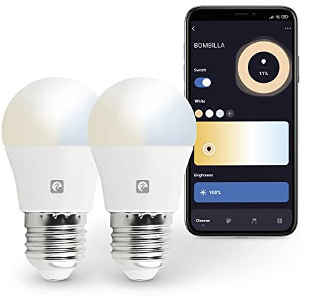 Garza Smart - Pack 2 Bombilla LED Inteligente Wifi Esférica, 5.5W (equivale a 40W de incandescencia), E27, CCT, Intensidad regulable, Programable, Control por voz y app, Alexa/Google, WiFi 2.4GHz