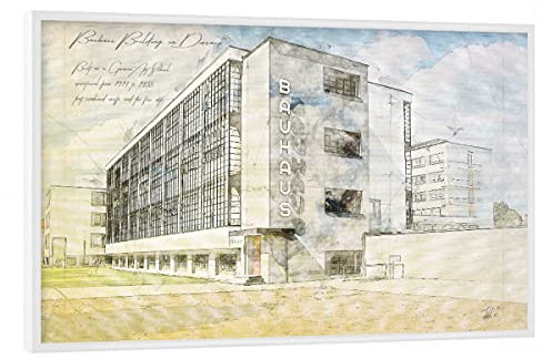 artboxONE Poster mit weißem Rahmen 90x60 cm Städte Bauhaus - Bild Architecture Sketch