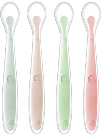 Tomedeks 4 Cucharas De Silicona Para Bebés, Precucharas aprendizaje