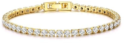 Philip Jones 18k guldpläterat 3 mm tennisarmband skapat med Zircondia® kristaller
