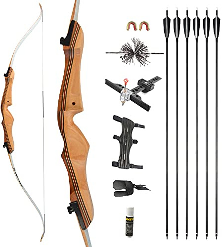 SHARROW 68 Zoll Takedown Recurvebogen Set Erwachsene 16-38 Lbs Anfänger BogenschießEn Bogen Pfeil Set Erwachsene Jagdbogen Sportbogen Recurve Bogen mit 35 Zoll Carbonpfeile Zubehör (Bogenset, 16lbs)