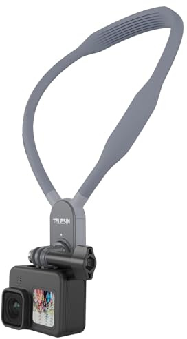 TELESIN Neck Mount for GoPro Hero 13 12 11 10 9 8 7 Insta360 X4 X3, DJI Osmo Action 5 Pro 4 3, POV/VLOG Selfie Neck Holder Mount for Hiking, Fishing, Climbing Action Camera Aceessories