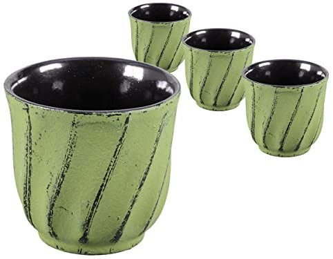 tea4chill Gusseisen Teetasse Bara hellgrün 120ml. Traditionelle asiatische Gusseisen Teebecher im Set. Ideale Ergänzung für Gusseisen Teekanne.