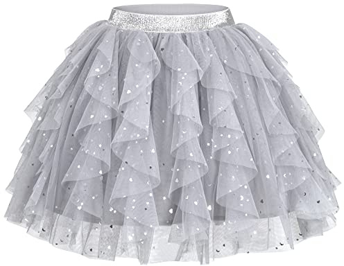 Sunny Fashion Chicas Falda Gris En Capas Volante Fruncido Esponjoso Tutu Princesa Fiesta Cumpleaños 6 años
