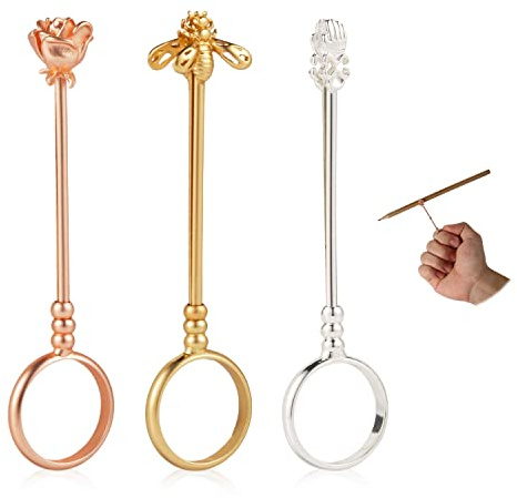 KINBOM 3 Piezas Soporte de Anillos, 7,4x1,7cm Clip para Anillo de Soporte de Dedo Diseño Exquisito Anillo de Soporte para Dedo para Mujer Dama Caballero Anillo de Dedo Fumador (3 Estilos, 3 Colores)