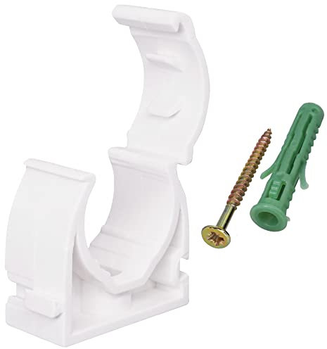 SKIR'CO (50 pezzi) Clip per tubi, morsetti in plastica per tubi da 20 mm, clip per tubi con serratura, ganci per tubi, clip bianche
