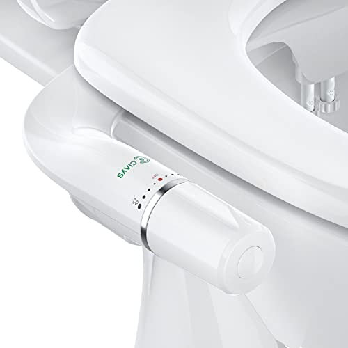 Ciays Bidet Attachment for Toilet Ultra-Slim Bidet Sprayer with Pressure Controls Non-Electric Dual Nozzles for Feminine/Posterior Wash, Sliver and White