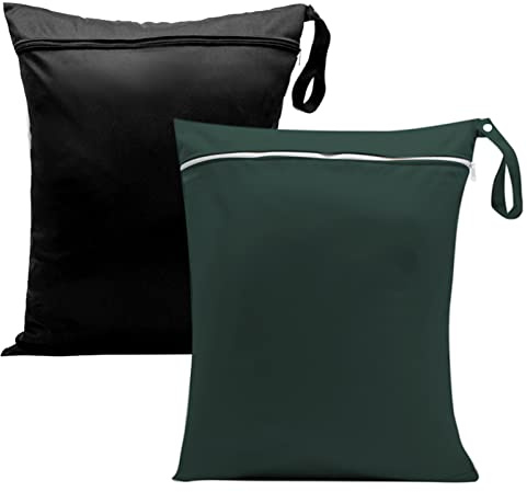2 Stück nasse Taschen, 33x35.6 cm, nasse Trockentaschen, Wickeltaschen, Windelbeutel, wiederverwendbare Windeltasche, wasserdicht, trocken, nass, Stoff, Windel, nasse Taschen, Blau, Taschen-Organizer