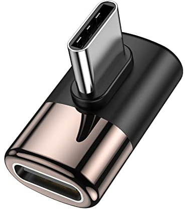 MOGOOD Adaptador USB C 40Gbps Macho a Hembra Ángulo Recto 90 Grados 1-Pack | 100W Carga Rápida, 8K 60Hz, Zinc, Para iPhone 17 16 Plus Pro Air Max Galaxy S26 S25 MacBook Air iPad, Casa, Oficina, Viajes
