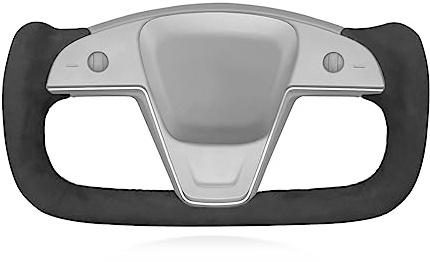 MEWANT Passgenauer Lenkradbezug zum Nähen für Tesla Model S Model X | Handstich Schwarz 9040 Auto für Tesla Model S Plaid 2021-2023 / Model X 2021-2023 Lenkradzubehör für Tesla Yoke Langlebig