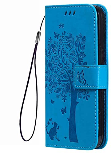WBWONE Hülle für Nothing Phone (2), Premium TPU/PU Leder Klappbar Exquisites Muster Schutzhülle Handyhülle mit Standfunktion & Kartensteckplätzen, Blau