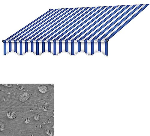 TRUNXUCL Ersatzstoff, Ersatzstoff für Einziehbare Terrassenmarkise, 180g/m², UV und Wasserabweisender Stoff für Terrasse, Balkon, Hof (Color : Blue+White, Size : 2.5M/98.4IN)