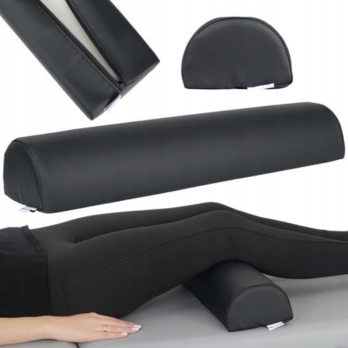 Knierolle Lagerungsrolle 60cm x18 x12cm für Therapie und Massage (Schwarz) | Lagerungskissen MDR-Zertifizierung, Halbrolle Physiotherapie für Massageliege, Comfy-Base-Polsterung