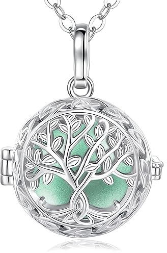 EUDORA Harmony Ball Collier de Grossesse pour Femme, Arbre de Vie Abgel Appelant Pendentif Musique Carillon Souhaitant Bell Mexico Ball Bijoux Cadeau, 45 + 30