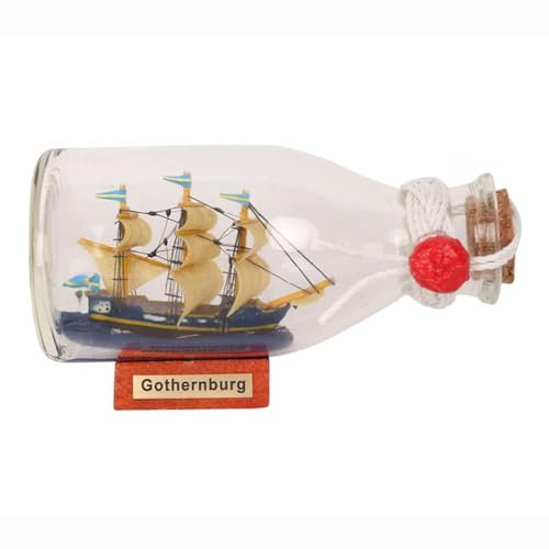 FLADO Sailboat In A Bottle, Classic Sailboat Model Decorations, Finished Model Ship In A Glass Bottle, Handicraft Commemorative Gifts (10 * 5 * 6.5cm)