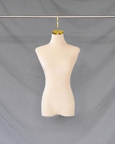 Schaufensterpuppe Halber Körper Hängender Mannequin-Torso Weiblich, Elegante Schneiderpuppe mit Samtbezug und Haken, Schaufensterpuppenmodell für Elegante Kleidung (Color : Beige, Size : Gold Short