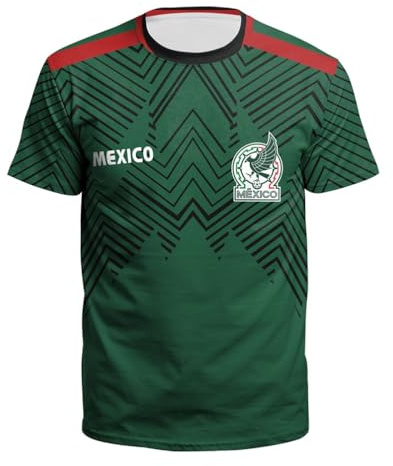 YuanDiann 2024 Europea/America Calcio Coppa Magliette Tifosi Fare Il Tifo Sport Casual Uomo Donna Bambini Bandiera Nazionale Stampa Manica Corta Asciugatura Veloce T Shirt Messico M