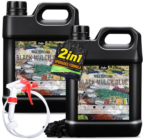 Aglutinante de Grava 4L, Colorante y Pegamento para Mantillo Negro para Pegar Piedras, Unir Corteza y Grava en Bordes - 2-EN-1 Pegamento para Grava Listo para Usar para Roca, Arena, Caminos de Jardín
