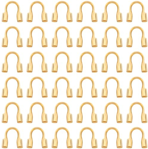 SOFPLATE 1 Scatola 1200 Pezzi Guardiani di Filo Guardia di Filo D'Oro Protettore Del Filo Anello di Protezione A Forma di U Tubo Protettivo Fili di Ottone Guardiano Del Cavo per Orecchini Bracciale Co