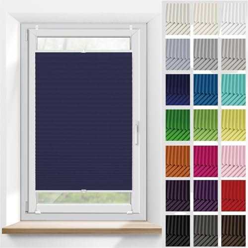 Plissee Plisseerollo Klemmfix Ohne Bohren 70 x 225 cm, Blickdicht Sichtschutz Sonnenschutz, Schalosien, Faltrollos, Rollo für Fenster, Plisseerollo Rollo Jalousie, für Fenster & Tür, Dunkelblau