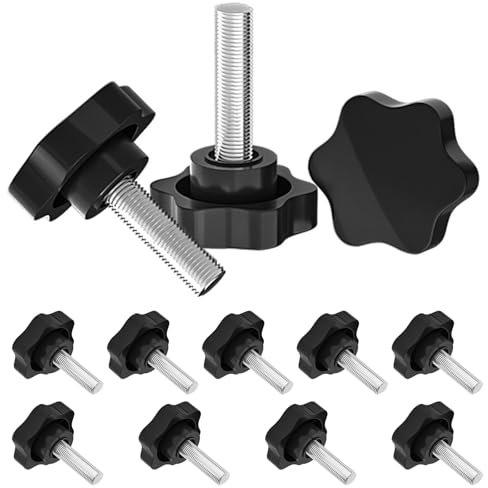 Zasjon 12 Pièces Écrou à Poignée Étoile M6 x40mm - Vis à Oreilles, Bouton de Serrage, Tête Étoilée, Moletée - Pour Machine, Industrie, Équipement