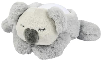 Nattou Veilleuse LED Koala Bear, Projecteur de ciel étoilé, 3 couleurs LED, 5 sons et chansons, Peluche/Polyester, 26 cm, Gris