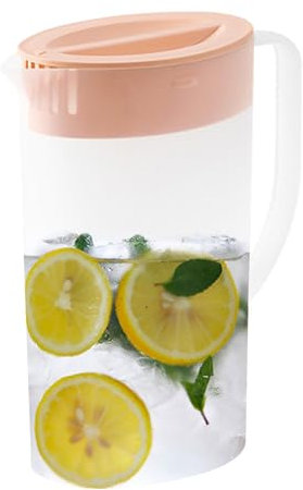 Caraffa per Succhi di Frutta, 1,5 litri Caraffa per Acqua in Plastica, Brocca d'acqua con Coperchio e Manico, Contenitore Acqua Frigorifero per Bevande Fredde Calde, Tè, Limonata, Latte, Succo