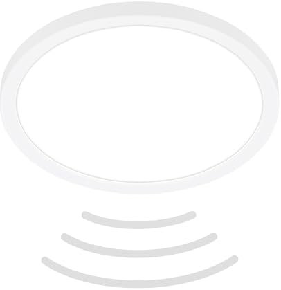BRILONER - LED Deckenlampe mit Bewegungsmelder 3m Reichweite IP44, neutralweiße Lichtfarbe, flach, 120 Grad Erfassung, Deckenleuchte, LED Panel, Badlampe, Badezimmerlampe, 24x3 cm, Weiß
