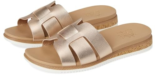 Skechers Women's Desert Kiss Low Peak Look Slide Sandal, Rosegold Duraleather, 5 UK
