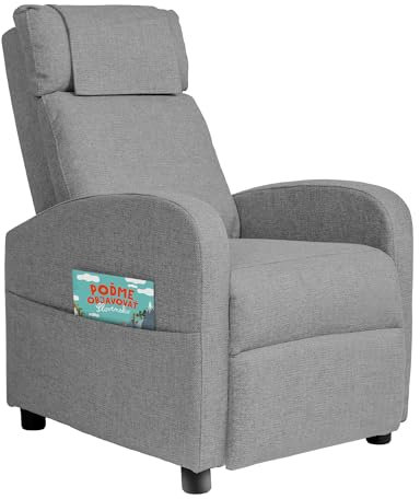 homeguru Kindersofa, Kindersessel mit Fußhocker, Recliner mit Verstellbarer Rückenlehne, Relaxsessel mit Seitentaschen, Grau
