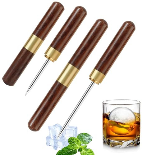 Rompighiaccio in Acciaio Inox 2 Pezzi Punteruolo in Acciaio Inossidabile Sicurezza Cucina In Acciaio Inossidabile Ice Pick con Manico in Legno per l'uso in Cucina, Ristorante