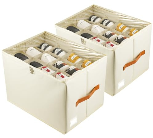 Youyijia 2 Pack Foldable Shoe Storage Box, Shoe Organiser for Closet, Shoe Storage Organiser with Clear Lids, Can Fit Ottoman, Shoe Organiser for Wardrobe