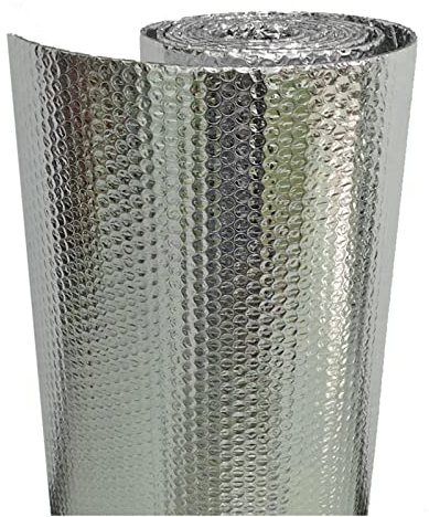 Barrera de vapor autoadhesiva de aluminio con aislamiento de burbujas para paredes, techos, loft, suelo, autocaravana, 3 mm de grosor, 1 x 7 m (7 m²) de cobertura