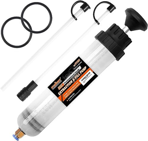 HORUSDY 200cc Oil Extractor Pump with Hose, Manual Fluid Suction Pump for Transmission, Brake, Power Steering and Gear Oil, Lightweight fuel Change Syringe Tool for Automotive and Small Engines